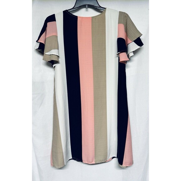 The Pants Store Dress Women's size Medium Flutter Short Sleeve Striped Dress - Picture 4 of 6